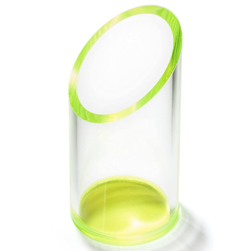 OfficeGoods Acrylic Pen & Pencil Holder - Modern Cylinder Design - Beautiful Desk Organizer for Home or Office - Contrasting Base & Rim - 5.25â€ H x 2.5â€ W - Neon Green - Image 2